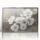 Framed wall art showcasing an abstract design of dynamic strokes and lines in a silver-acrylic finish, perfect for modern home decor and artistic aesthetic.