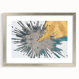 Abstract wall art featuring dynamic strokes and lines in a silver frame, showcasing a modern design perfect for contemporary decor. Ideal for enhancing living spaces.