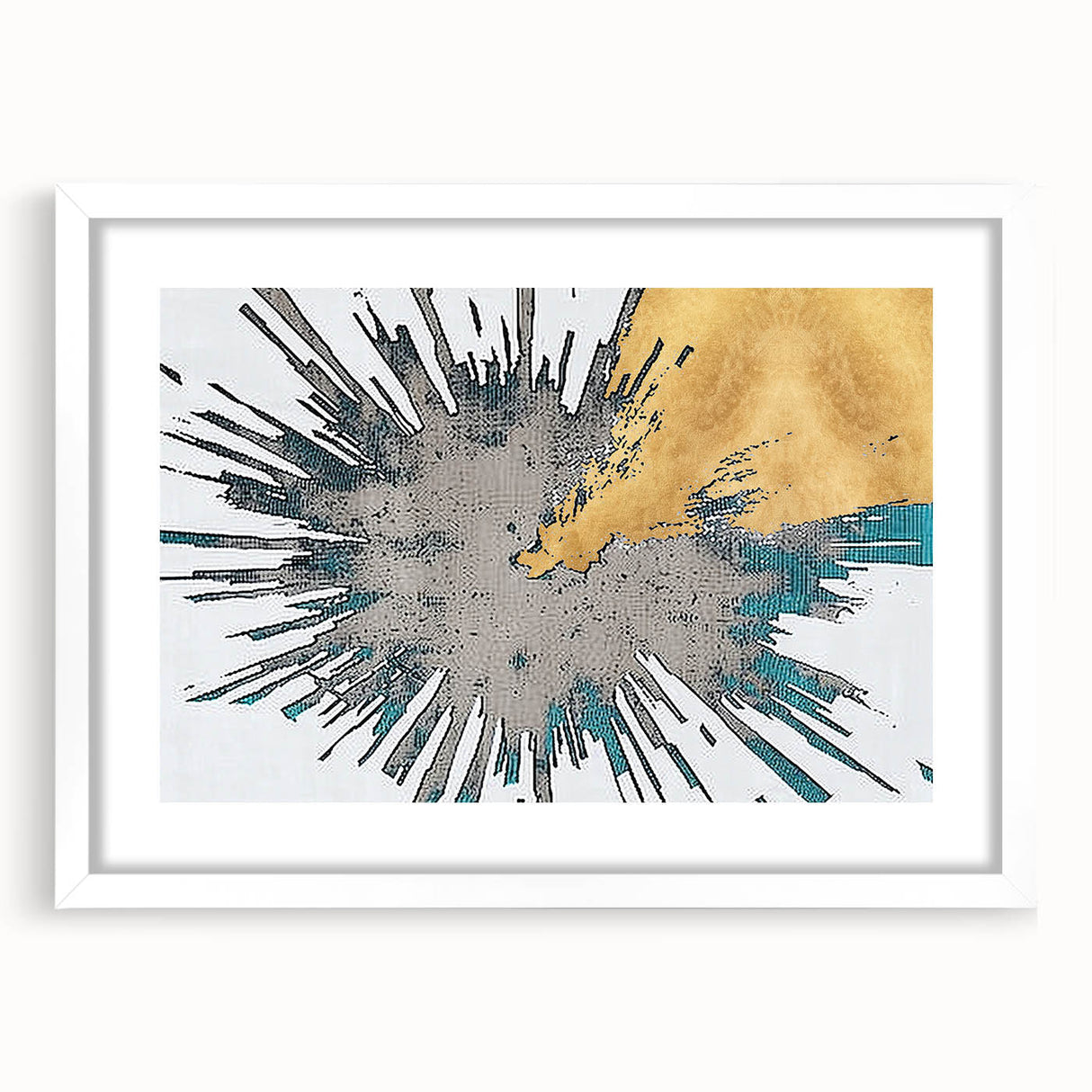 Abstract strokes and lines design in a white frame, showcasing a modern wall art piece from the 668 collection. Ideal for enhancing contemporary home decor.