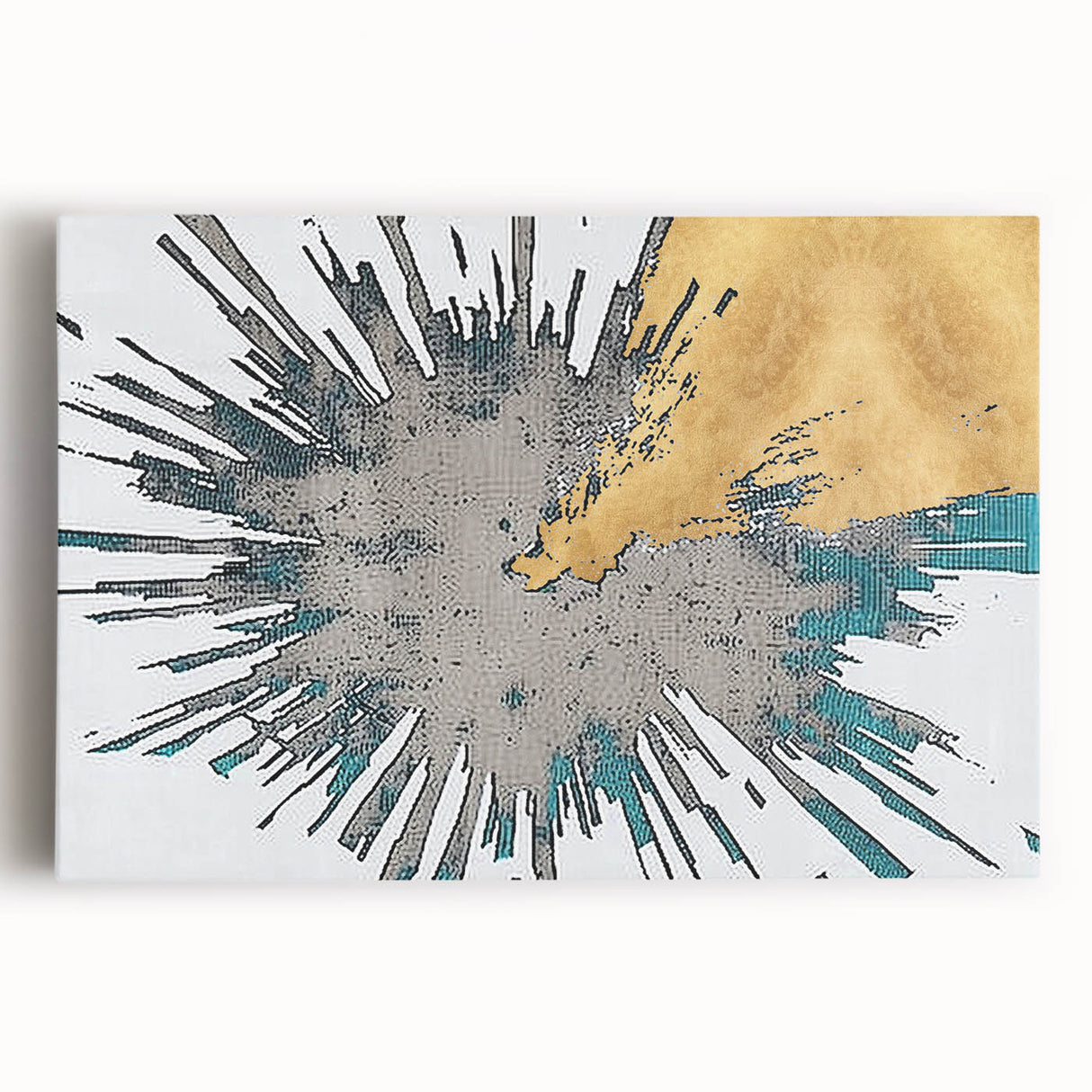 Abstract wall art featuring dynamic strokes and lines in vibrant colors, printed on stretched canvas with a modern design, perfect for home decor enhancement.