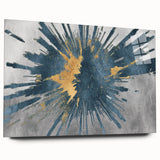 Abstract wall art featuring colorful strokes and lines in a modern design, presented in a sleek acrylic glass frame, showcasing a side view and enhancing contemporary decor.