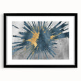 Abstract wall art featuring a striking design of colorful strokes and lines, framed with a black mat, perfect for modern home decor or office aesthetic.