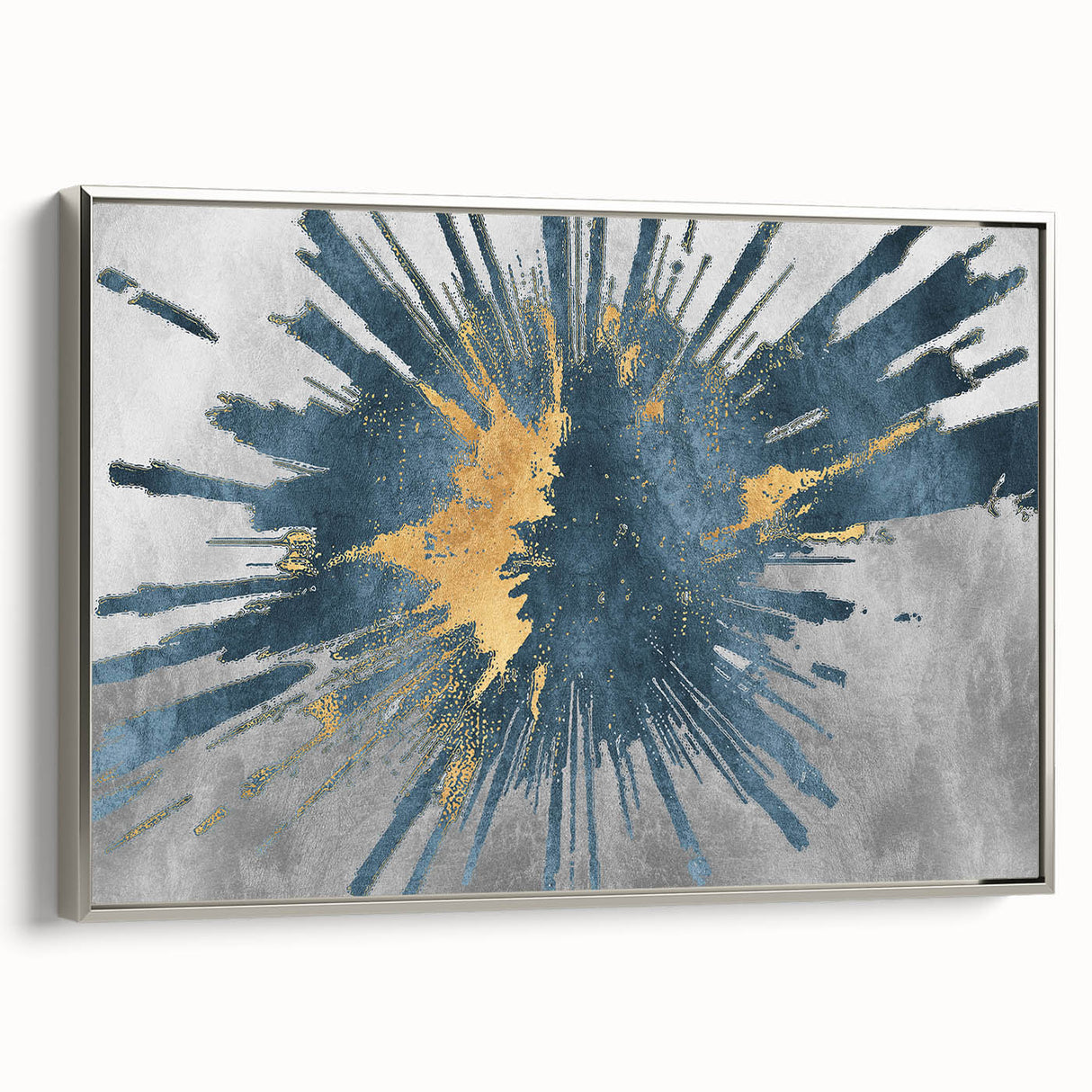 Framed abstract wall art featuring strokes and lines in silver tones, showcasing modern design elements suitable for contemporary decor. Perfect for adding elegance to any space.