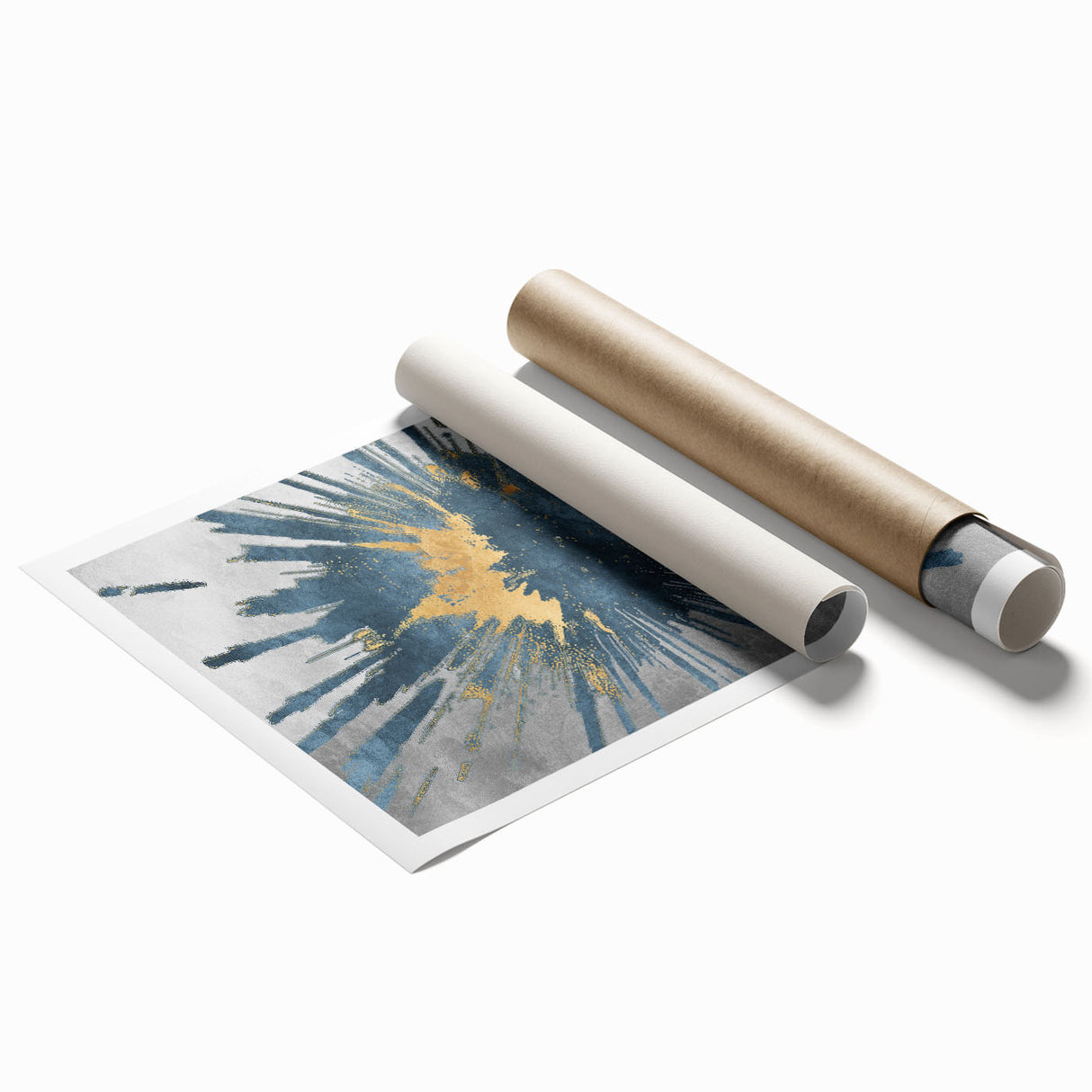 Abstract strokes and lines design rolled print showcasing vibrant colors in a modern art collection, ideal for contemporary home decor and artistic displays.