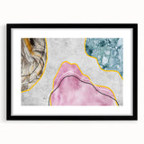 Abstract wall art featuring a collection of bold strokes and lines in a modern design, framed with a black mat, ideal for contemporary home decor.