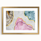 Abstract wall art featuring intricate strokes and lines in a modern design, framed with a gold mat, adding elegance to any decor. Perfect for contemporary interiors.