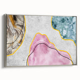 Framed abstract wall art featuring dynamic strokes and lines in shades of gray and silver, showcasing a modern design perfect for contemporary home decor.
