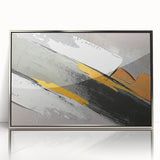 Framed wall art featuring an abstract design of colorful strokes and lines in silver acrylic, perfect for modern decor. Ideal for enhancing contemporary interiors.