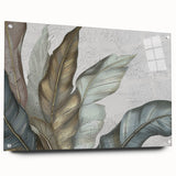 Abstract wall art design featuring colorful strokes and lines on acrylic glass, showcasing a modern aesthetic, ideal for contemporary interior decor. This side view highlights the sleek pins used for hanging, emphasizing its stylish presentation.