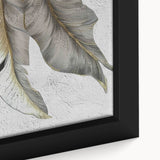 Abstract wall art featuring vibrant strokes and lines in shades of blue, orange, and yellow, framed in a stylish black frame, ideal for modern decor.