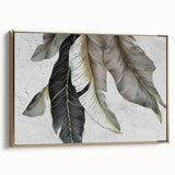 Framed canvas wall art showcasing a contemporary abstract design with elegant gold strokes and lines, ideal for modern home decor and artistic interiors.