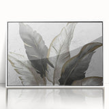 Framed abstract wall art featuring dynamic strokes and lines in muted colors, elegantly displayed against a white background, ideal for modern home décor.