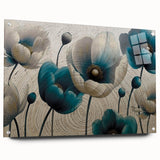 Abstract wall art featuring colorful strokes and lines on acrylic glass, highlighting a modern design aesthetic. The side view showcases the artwork's vibrant hues and sleek finish, perfect for contemporary home decor.