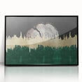 Framed wall art featuring an abstract design of colorful strokes and lines in a modern black frame, perfect for contemporary home decor accents.