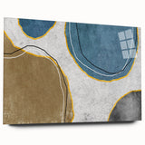 Abstract wall art featuring a modern design of colorful strokes and lines, displayed in a sleek acrylic frame, enhancing contemporary decor with vibrant aesthetics.