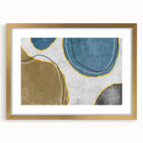 Abstract strokes and lines wall art design in a gold frame, showcasing a modern aesthetic. Ideal for contemporary home decor, enhancing any living space with elegance.