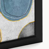 Close-up view of a framed canvas featuring an abstract strokes and lines design in vibrant colors, showcasing a modern wall art collection perfect for contemporary decor.