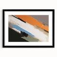 Abstract wall art featuring vibrant strokes and lines in a modern design, framed in black with a mat, perfect for contemporary home decor.