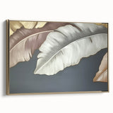 Framed canvas wall art showcasing an abstract design of gold strokes and lines, offering a modern touch to home decor with an elegant side view.