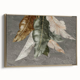Framed wall art featuring an elegant abstract design of gold and black strokes and lines, showcasing a modern aesthetic perfect for contemporary decor.