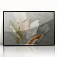 Framed wall art featuring an abstract design composed of colorful strokes and lines, set against a sleek black frame, ideal for modern home decor.