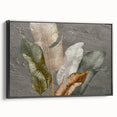 Framed canvas wall art showcasing an abstract design of colorful strokes and lines, featuring a sleek black frame and side view for depth. Perfect for modern decor.