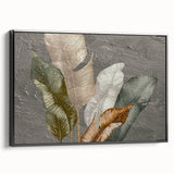 Framed canvas wall art showcasing an abstract design of colorful strokes and lines, featuring a sleek black frame and side view for depth. Perfect for modern decor.