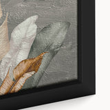 Close-up of a framed canvas art piece showcasing abstract strokes and lines in vibrant colors, ideal for modern home decor, enhancing artistic ambiance.