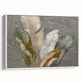 Framed canvas wall art showcasing abstract strokes and lines in a contemporary design, featuring a white frame that enhances its modern aesthetic. Perfect for home decor.