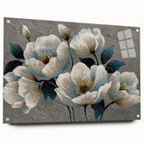 Abstract wall art featuring colorful strokes and lines on acrylic glass, showcasing a modern design ideal for contemporary spaces. The side view highlights the sleek edges and pin mounts, emphasizing its artistic appeal.