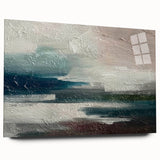 Abstract strokes and lines wall art design displayed in a sleek acrylic glass frame, showcasing vibrant colors and modern aesthetics for contemporary decor.