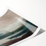 Abstract wall art print featuring vibrant strokes and lines in shades of blue, orange, and yellow. Ideal for modern home decor, enhancing aesthetic appeal.