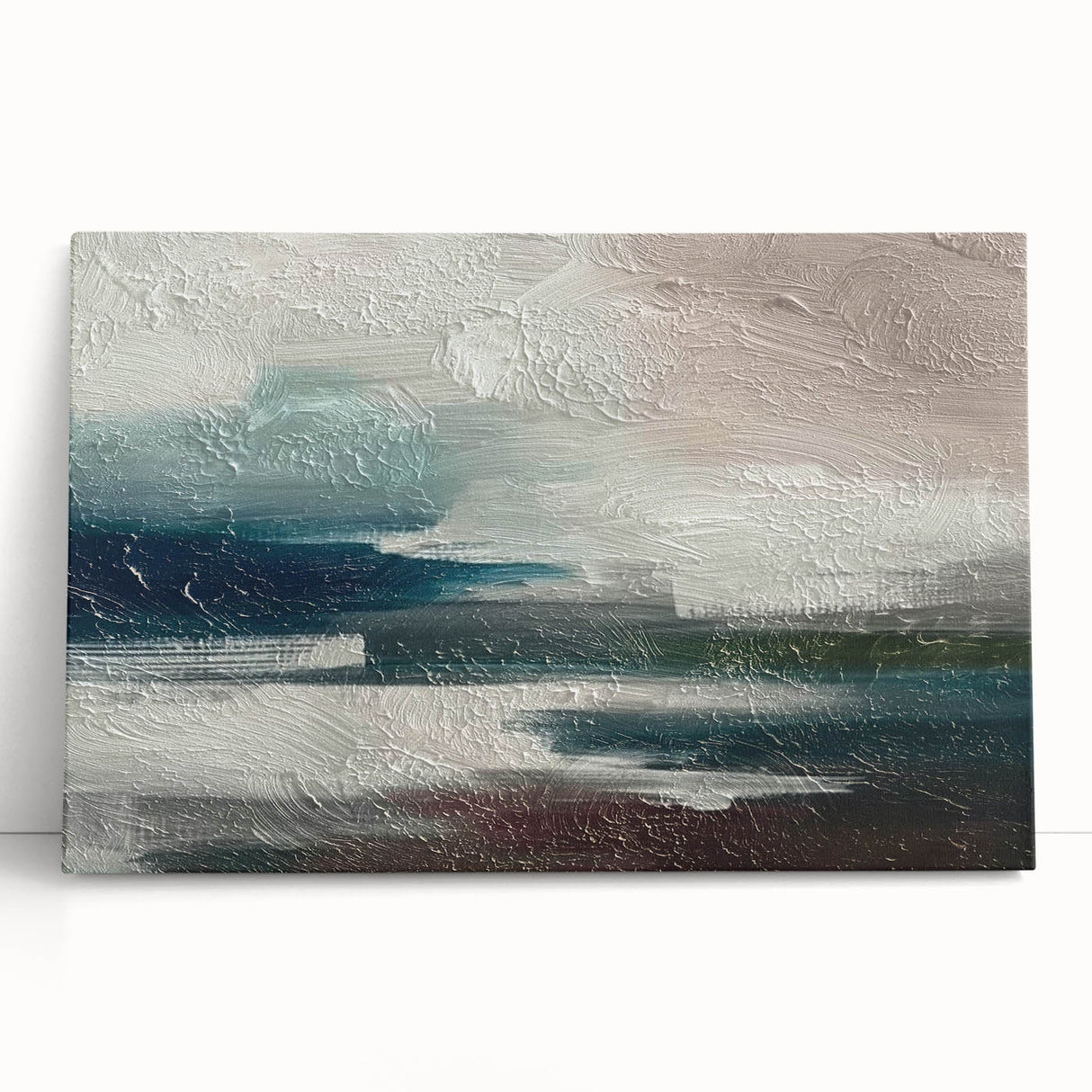 Abstract canvas wall art featuring vibrant strokes and lines in shades of blue, orange, and yellow, adding a modern touch to any interior decor.
