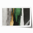 Abstract wall art print showcasing vibrant strokes and lines in shades of blue, orange, and yellow, perfect for modern home decor or office spaces.