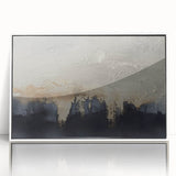 Framed wall art featuring an abstract design of colorful strokes and lines in a modern style, displayed on a white background, ideal for contemporary home decor.