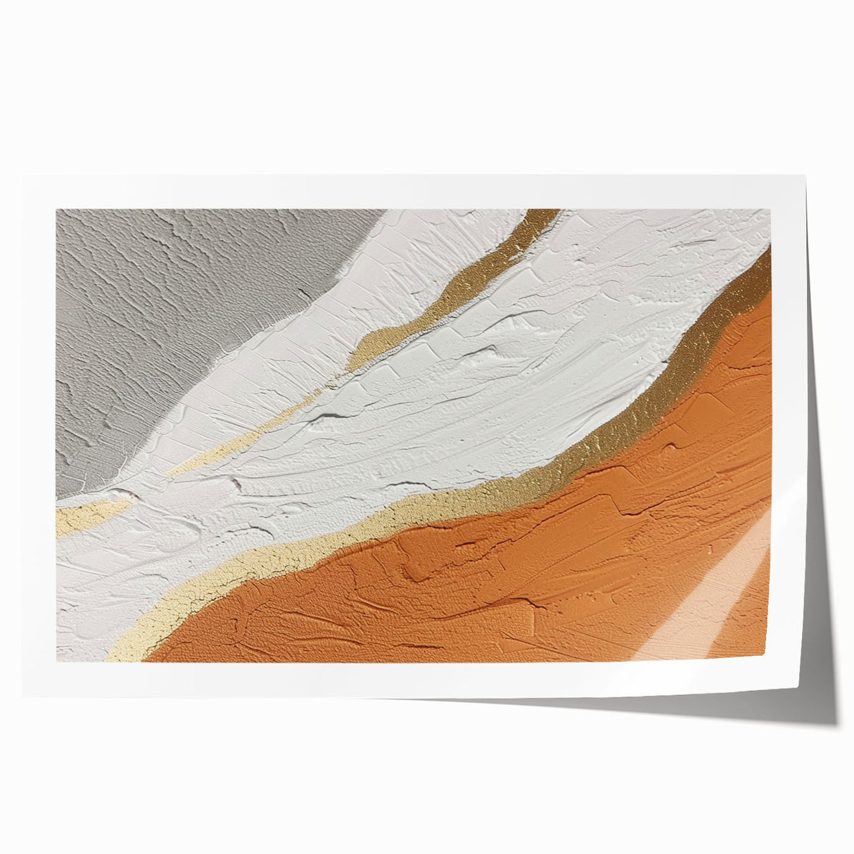 Abstract strokes and lines design in vibrant colors on a rolled art print, showcasing modern wall art ideal for contemporary home decor. Perfect for adding a splash of creativity to any space.