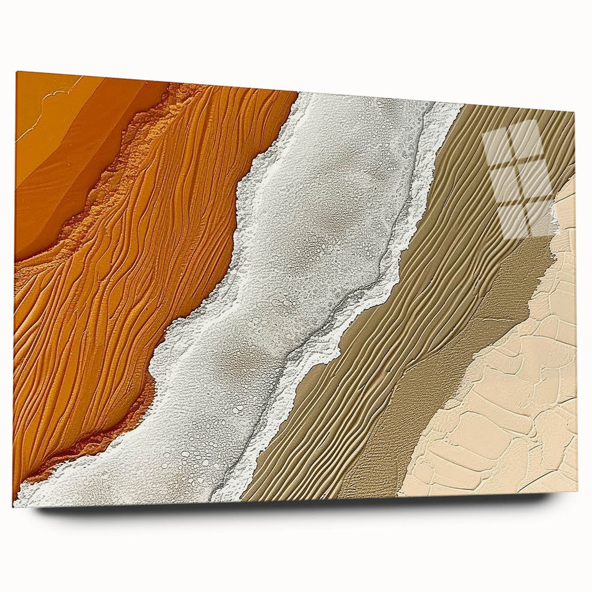 Abstract wall art featuring a vibrant design of strokes and lines, displayed in a sleek acrylic frame, showcases a modern aesthetic ideal for contemporary decor.