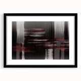 Abstract wall art print showcasing a dynamic composition of colorful strokes and lines in a black frame with a mat, perfect for modern decor.