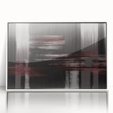 Framed wall art featuring an abstract design of colorful strokes and lines on a white background, perfect for modern decor. Ideal for enhancing living spaces.
