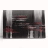 Abstract canvas wall art featuring colorful strokes and lines in vibrant hues of blue, orange, and yellow, perfect for modern home decor. This stretched design leans elegantly against a wall, showcasing its contemporary style and artistic flair.