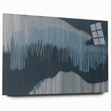 Abstract wall art piece showcasing vibrant strokes and lines in various colors, displayed in a sleek acrylic frame. Ideal for modern home decor accents.