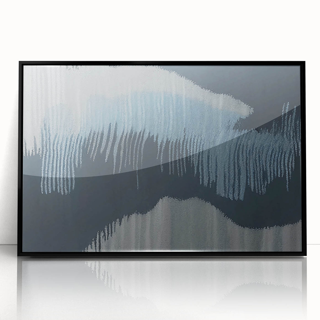 Framed abstract wall art featuring dynamic strokes and lines in black and white, perfect for modern decor. Ideal for adding a contemporary touch to living spaces.