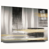 Abstract wall art piece showcasing a dynamic design of colorful strokes and lines on acrylic glass, presented in a side view without pins, ideal for modern decor.