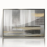 Framed wall art featuring an abstract design with colorful strokes and lines, set in a sleek silver frame, ideal for modern home decor and artistic ambiance.