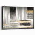 Framed canvas wall art showcasing an abstract design of colorful strokes and lines, displayed from a black side view, perfect for modern home decor.