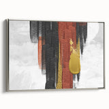 Framed abstract wall art showcasing dynamic strokes and lines in a silver frame, adding modern elegance to any decor, ideal for contemporary spaces.