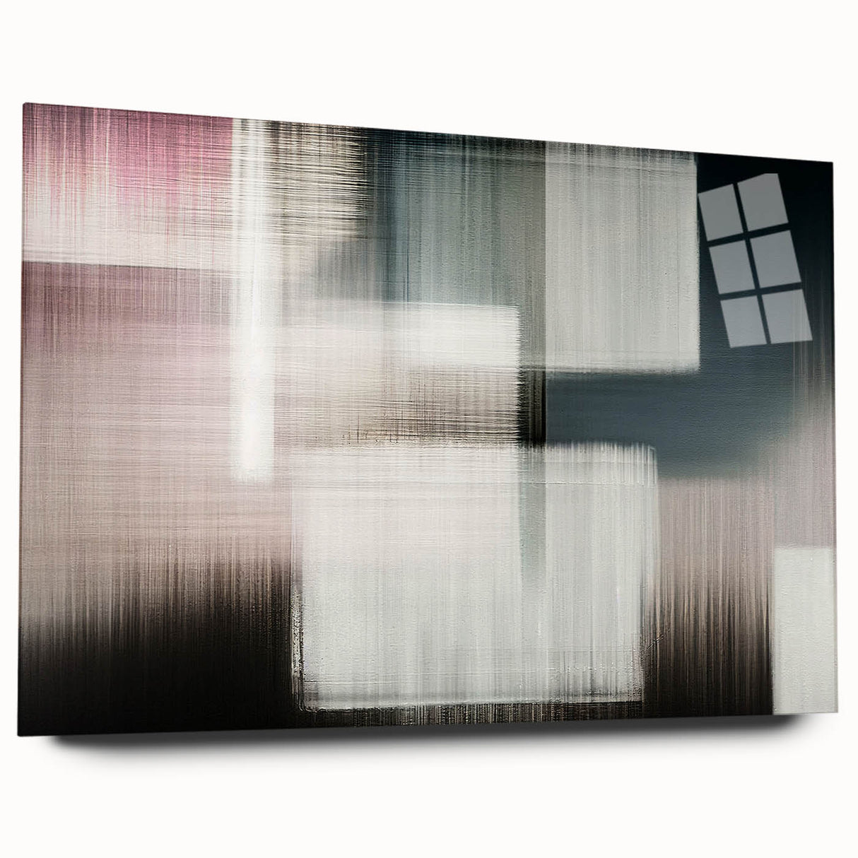 Abstract wall art featuring vibrant strokes and lines in a variety of colors, displayed in a sleek acrylic frame, showcasing modern design aesthetics for contemporary decor. This striking piece enhances any space with its dynamic composition and artistic flair.