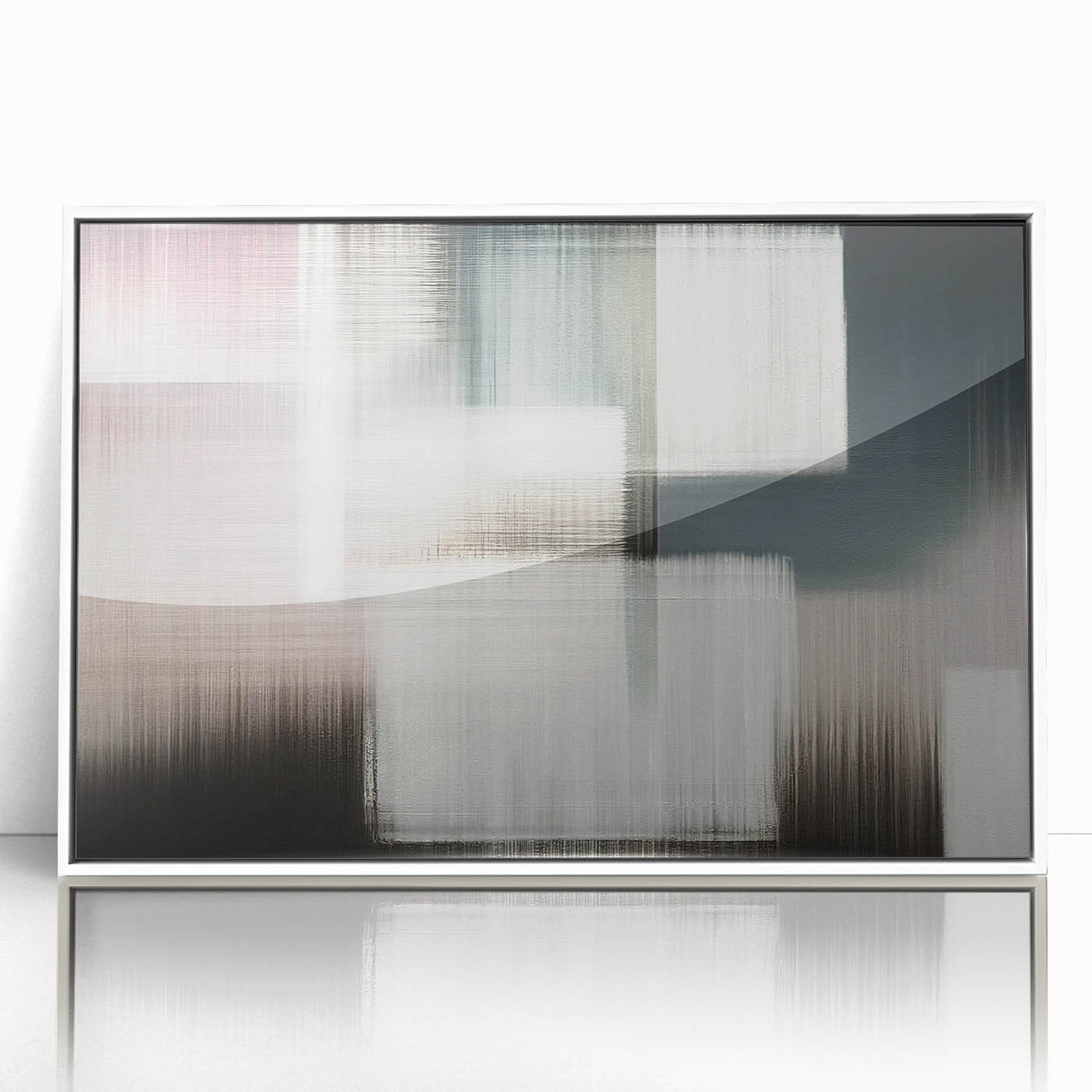 Framed wall art showcasing an abstract design with colorful strokes and lines on a white background, ideal for modern home decor, adding a touch of elegance and creativity.