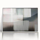 Framed wall art showcasing an abstract design with colorful strokes and lines on a white background, ideal for modern home decor, adding a touch of elegance and creativity.