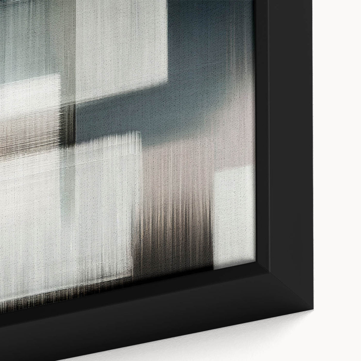 Close-up of a framed canvas wall art piece showcasing an abstract design with vibrant strokes and lines in bold colors, perfect for modern home decor.